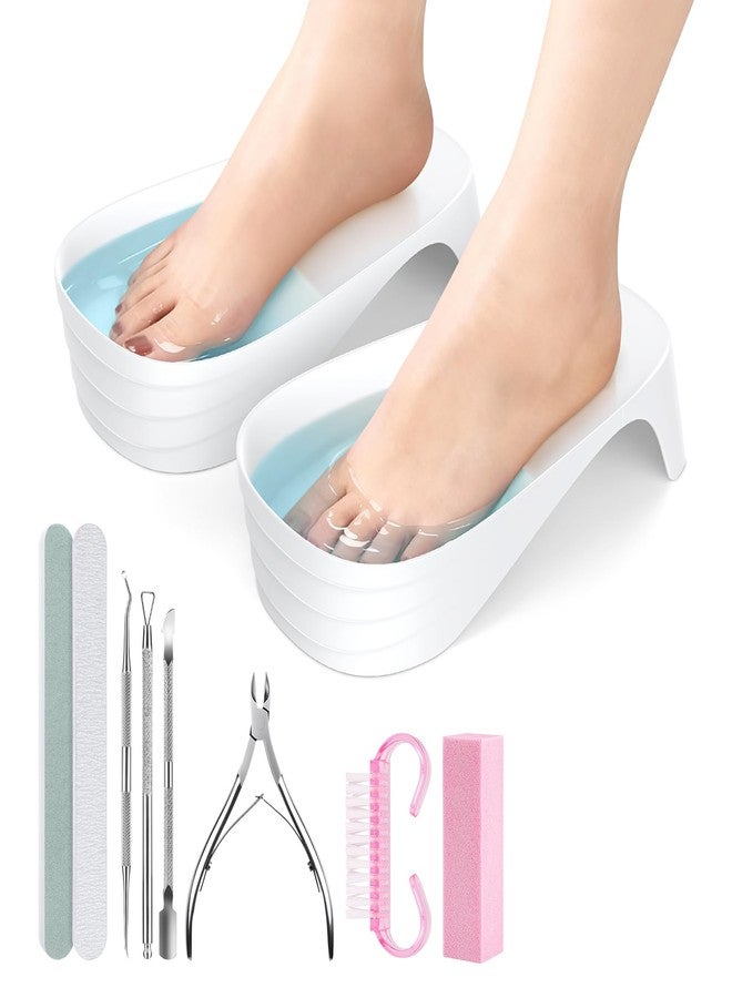 Yokilly Toe Nail Soaking Bowl: Large Size Acetone Proof Toe Soaking Tray for DIY enthusiasts Home Use - Shoe Design Foot Soaking Bath Tub for Soak Off Dip Powder Gel Polish Remover (White) - Image 1